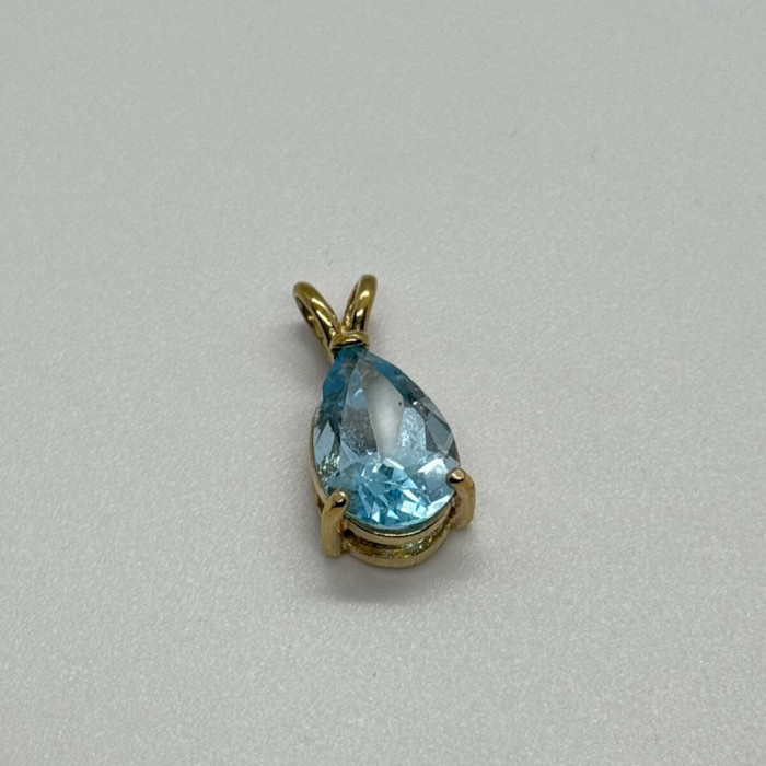 925 Sterling Silver Gold Plated Topaz Pendant Length 21 mm