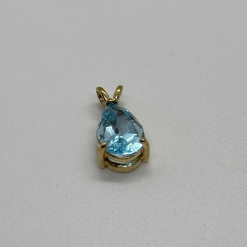 925 Sterling Silver Gold Plated Topaz Pendant Length 21 mm