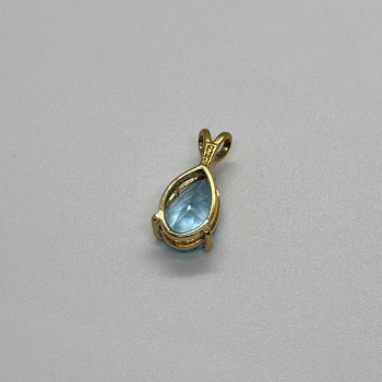 925 Sterling Silver Gold Plated Topaz Pendant Length 21 mm