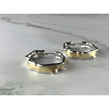 925 Sterling Silver Gold Plated Original Design Earrings Italy