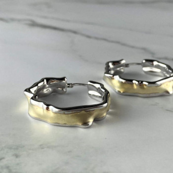 925 Sterling Silver Gold Plated Original Design Earrings Italy
