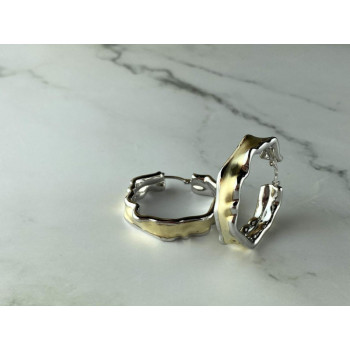925 Sterling Silver Gold Plated Original Design Earrings Italy