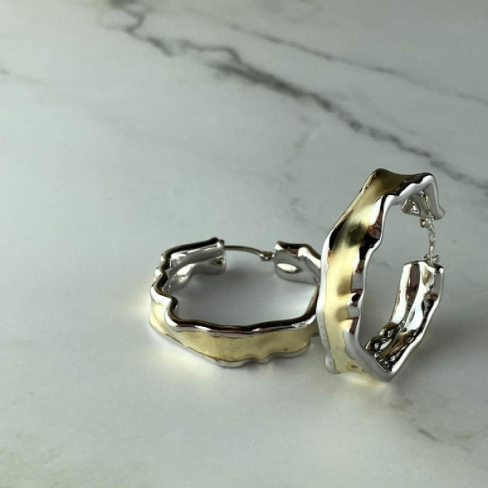 925 Sterling Silver Gold Plated Original Design Earrings Italy