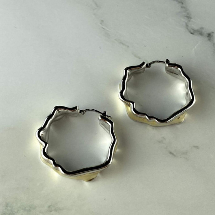 925 Sterling Silver Gold Plated Original Design Earrings Italy