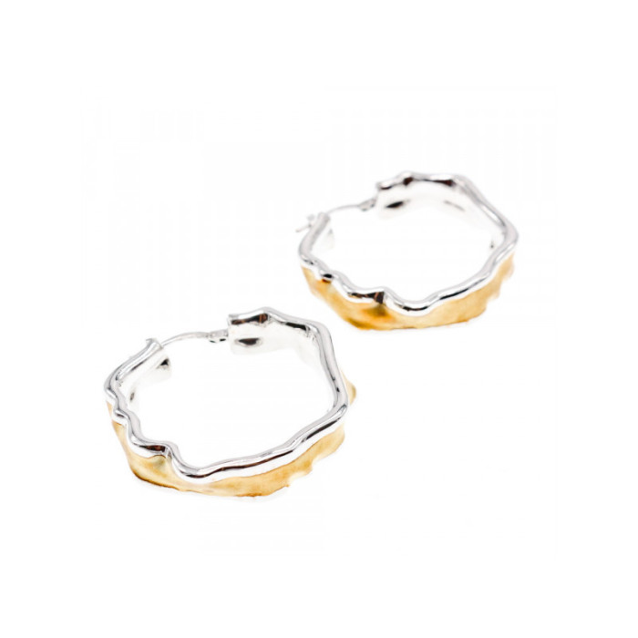 925 Sterling Silver Gold Plated Original Design Earrings Italy