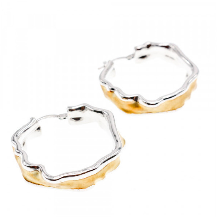 925 Sterling Silver Gold Plated Original Design Earrings Italy