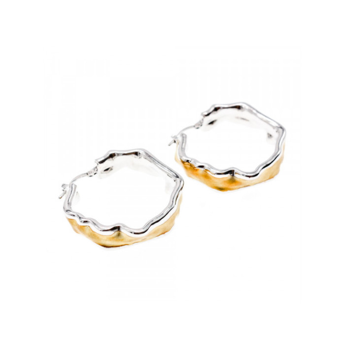 925 Sterling Silver Gold Plated Original Design Earrings Italy