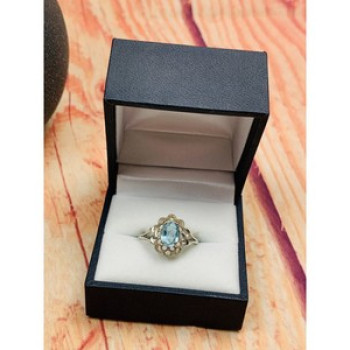 925 Sterling Silver Topaz Ring Size 7.5