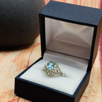 925 Sterling Silver Topaz Ring Size 7.5