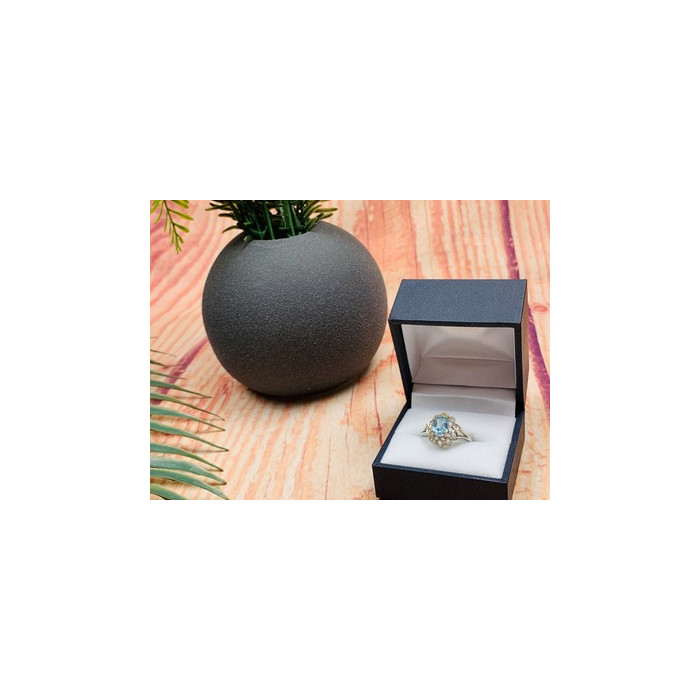 925 Sterling Silver Topaz Ring Size 6.5