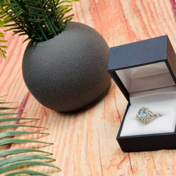 925 Sterling Silver Topaz Ring Size 7.5