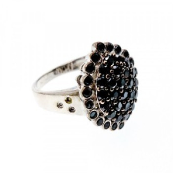 925 Sterling Silver Sapphires & CZ Ring Size 9