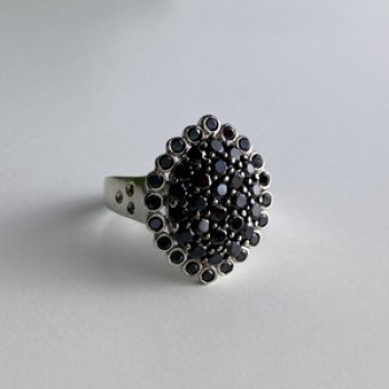 925 Sterling Silver Sapphires & CZ Ring Size 9
