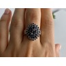 925 Sterling Silver Sapphires & CZ Ring Size 9