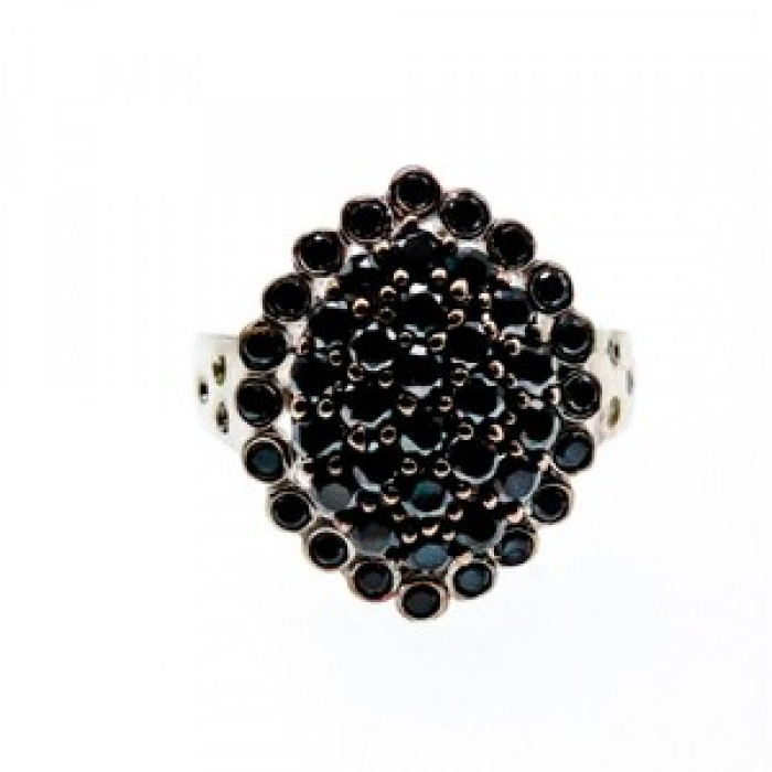 925 Sterling Silver Sapphires & CZ Ring Size 9