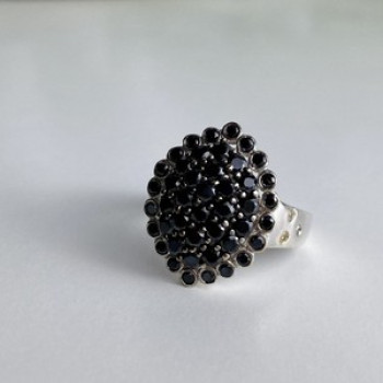 925 Sterling Silver Sapphires & CZ Ring Size 9