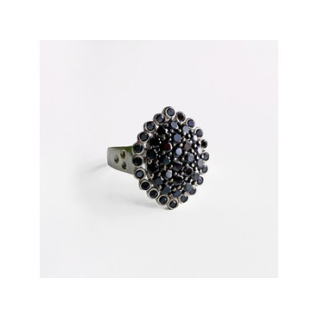 925 Sterling Silver Sapphires & CZ Ring Size 9