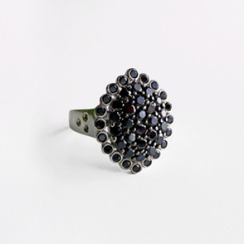 925 Sterling Silver Sapphires & CZ Ring Size 9