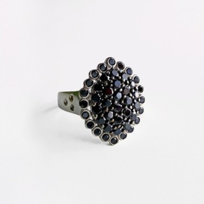 925 Sterling Silver Sapphires & CZ Ring Size 9