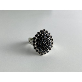 925 Sterling Silver Sapphires & CZ Ring Size 9