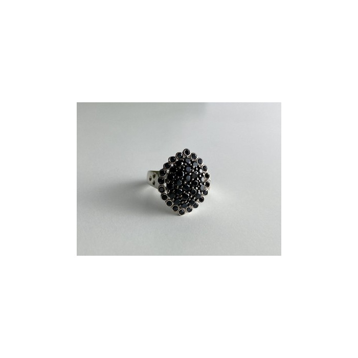 925 Sterling Silver Sapphires & CZ Ring Size 9