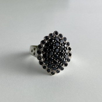 925 Sterling Silver Sapphires & CZ Ring Size 9