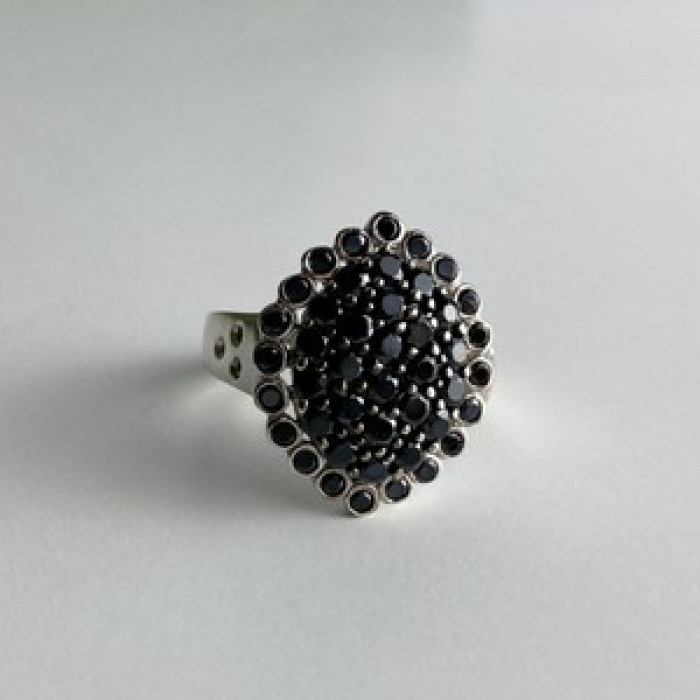 925 Sterling Silver Sapphires & CZ Ring Size 9
