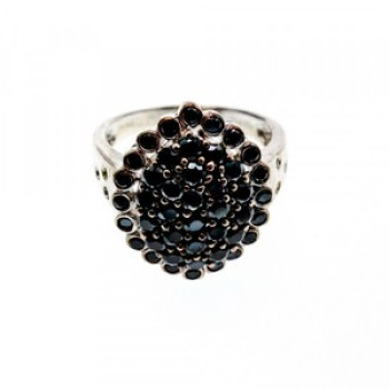 925 Sterling Silver Sapphires & CZ Ring Size 9