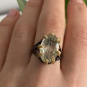 925 Blackened Silver With Gilding Green Amethyst & Heliodor Ring Size 9.75