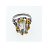 925 BLACKENED  SILVER WITH GILDING  GREEN AMETHYST & HELIODOR RING SIZE 9.75