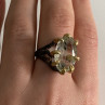 925 Blackened Silver With Gilding Green Amethyst & Heliodor Ring Size 9.75