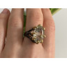 925 BLACKENED  SILVER WITH GILDING  GREEN AMETHYST & HELIODOR RING SIZE 9.75