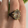 925 Blackened Silver With Gilding Green Amethyst & Heliodor Ring Size 9.75