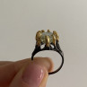 925 Blackened Silver With Gilding Green Amethyst & Heliodor Ring Size 9.75