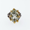 925 Blackened Silver With Gilding Green Amethyst & Heliodor Ring Size 9.75