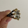 925 Blackened Silver With Gilding Green Amethyst & Heliodor Ring Size 9.75