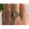 925 BLACKENED  SILVER WITH GILDING  GREEN AMETHYST & HELIODOR RING SIZE 9.75