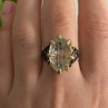 925 Blackened Silver With Gilding Green Amethyst & Heliodor Ring Size 9.75