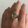 925 Blackened Silver With Gilding Green Amethyst & Heliodor Ring Size 9.75