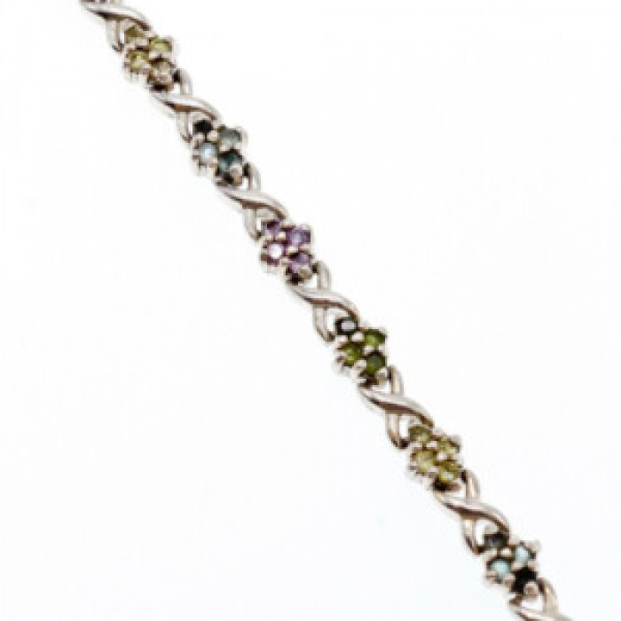 925 Sterling Silver Multi Gemstones Bracelet