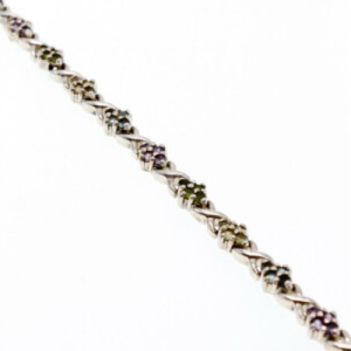 925 Sterling Silver Multi Gemstones Bracelet