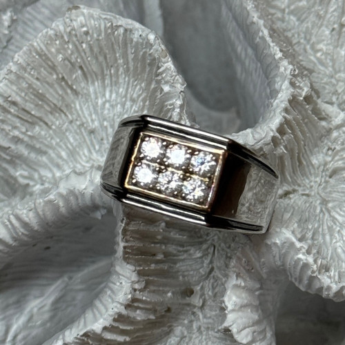 925 Sterling Silver CZ Men'S Ring Size 9.5