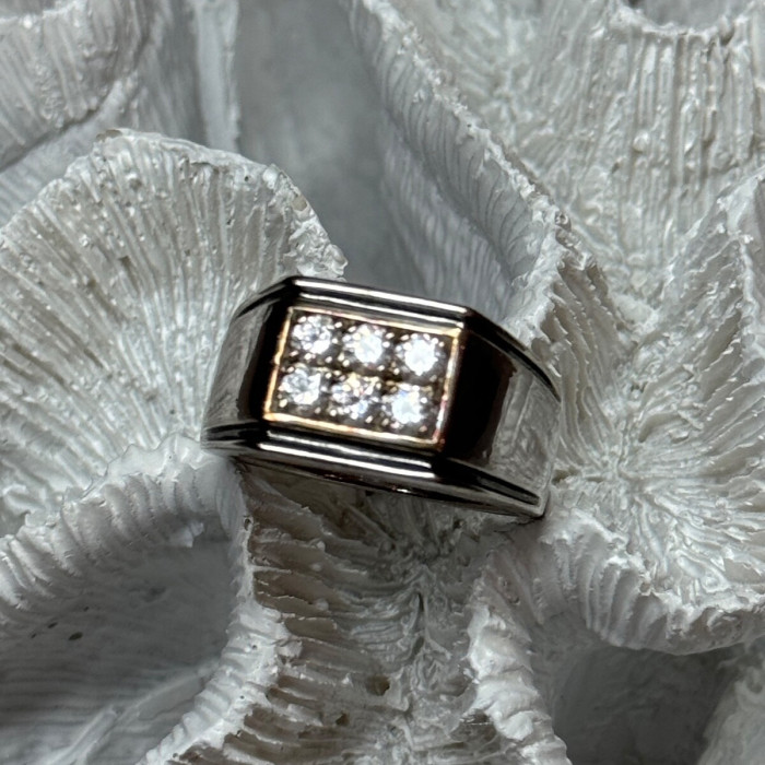 925 Sterling Silver CZ Men'S Ring Size 9.5