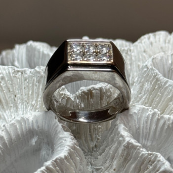 925 Sterling Silver CZ Men'S Ring Size 9.5