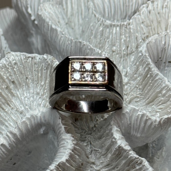 925 Sterling Silver CZ Men'S Ring Size 9.5