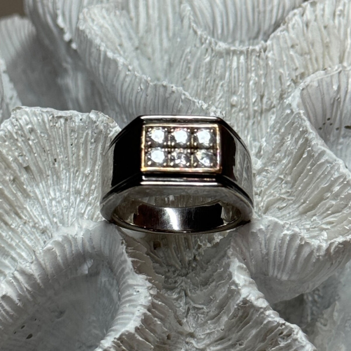 925 Sterling Silver CZ Men'S Ring Size 9.5