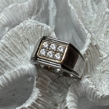 925 Sterling Silver CZ Men'S Ring Size 9.5