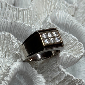 925 Sterling Silver CZ Men'S Ring Size 9.5