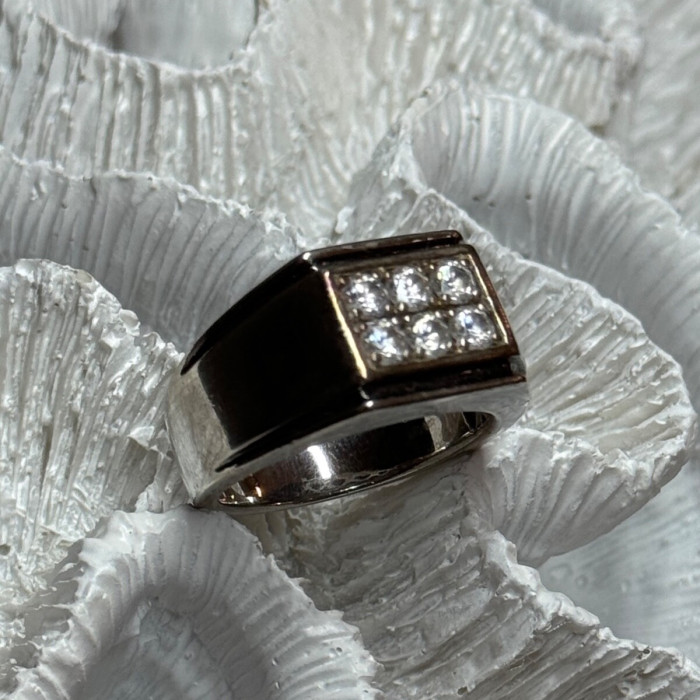 925 Sterling Silver CZ Men'S Ring Size 9.5