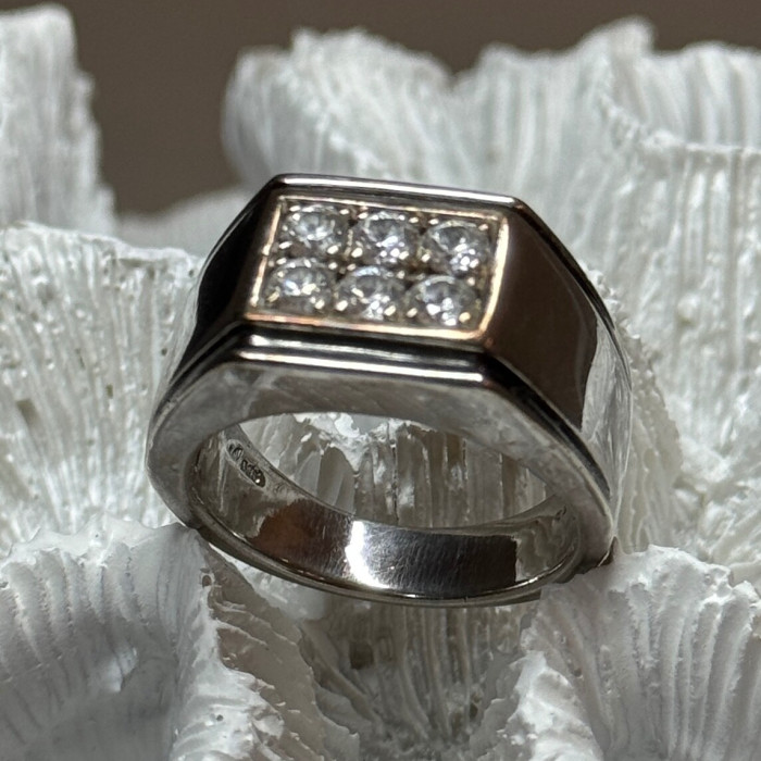 925 Sterling Silver CZ Men'S Ring Size 9.5